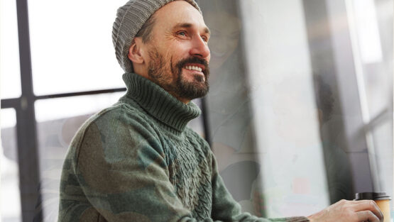 Man looking ahead with confidence, representing financial clarity during divorce and planning for the future.